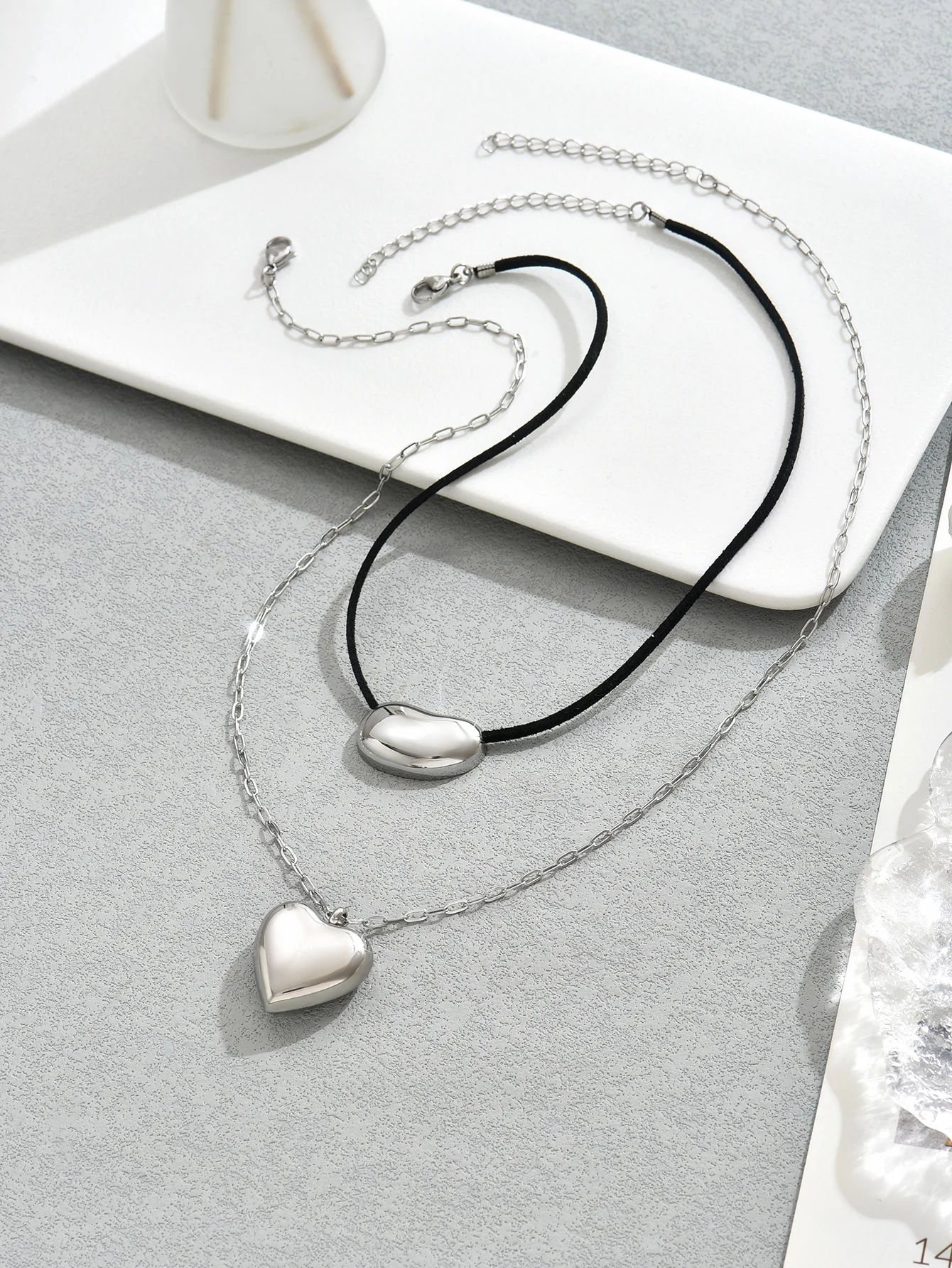 2PCS Fashion Stainless Steel Heart Pendant