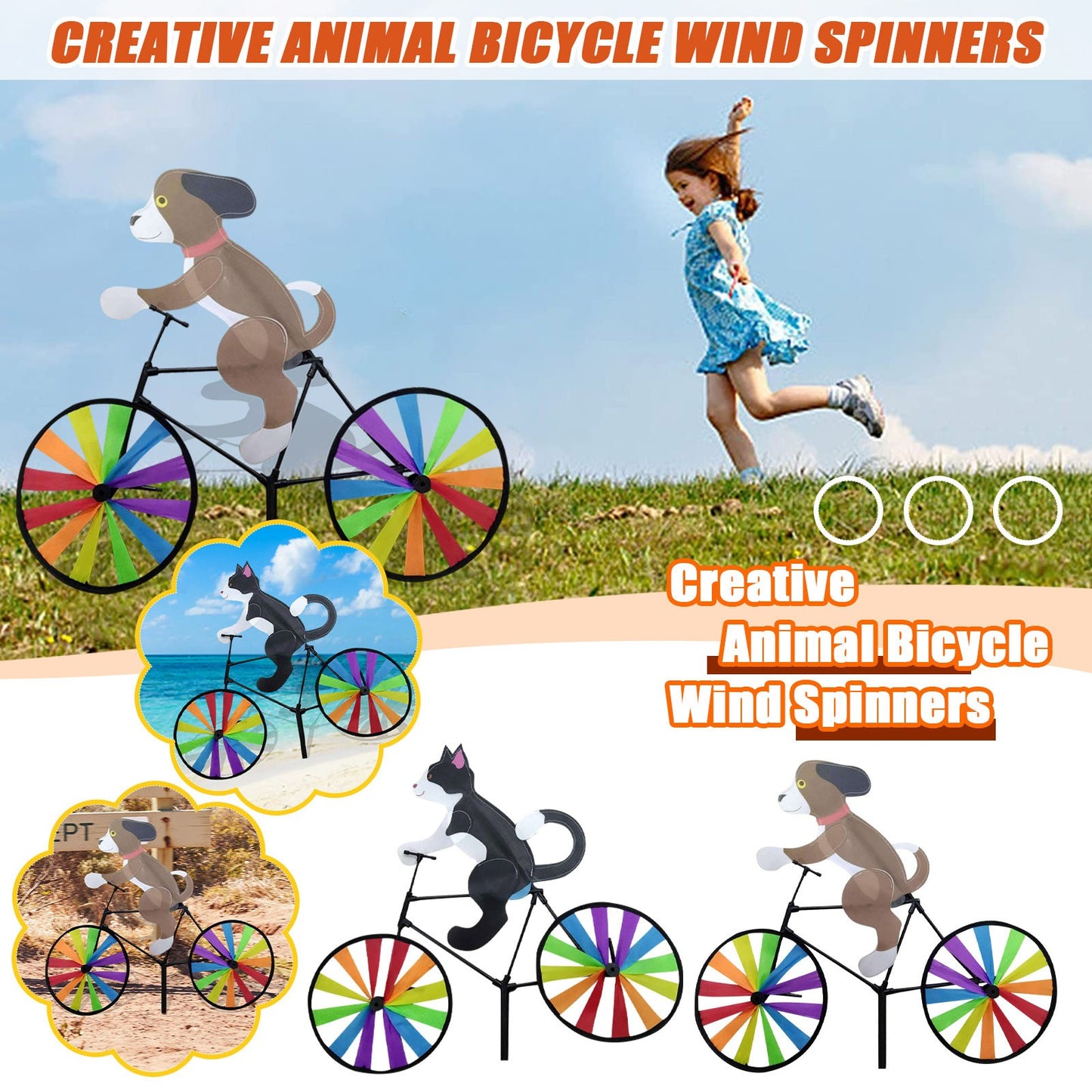 Animal Riding Three-dimensional Cartoon Modelling Windmill Creative Bicycle Wind