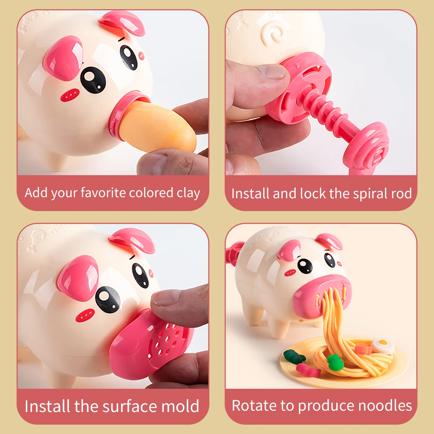 Cartoon Cute Pig Noodle Machine Clay Set