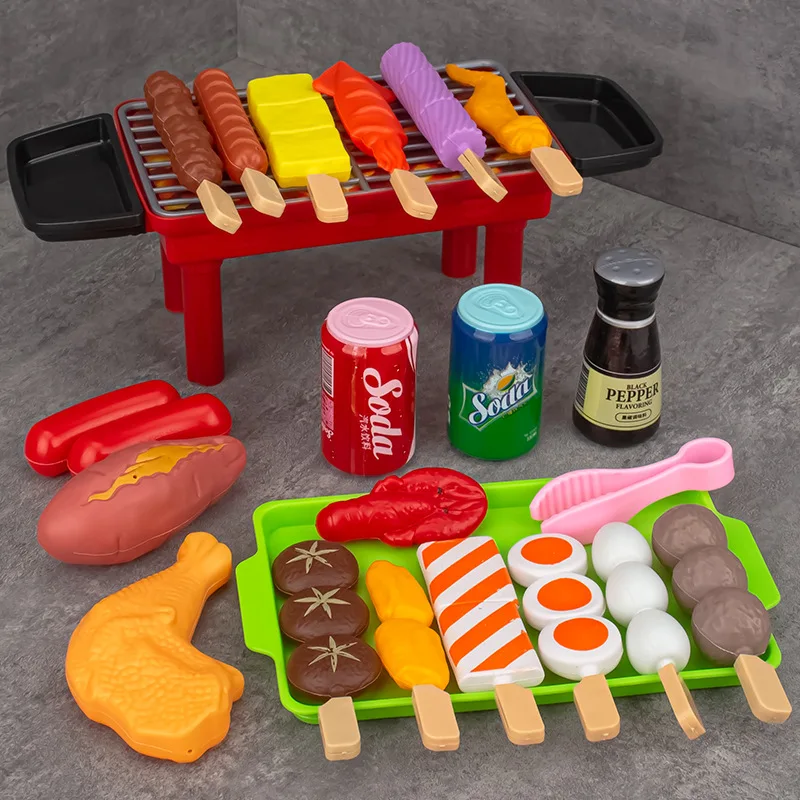 Kids Barbecue Food Set Kitchen Pretend Play Cooking Toys