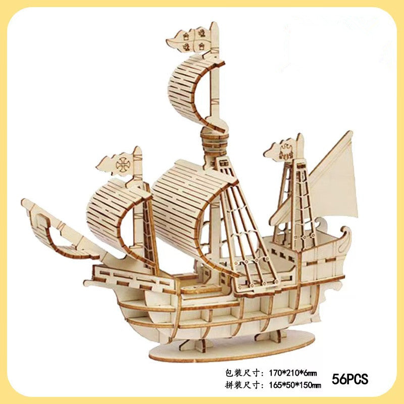1PC 3D Sailboat Wooden Puzzle Assembly