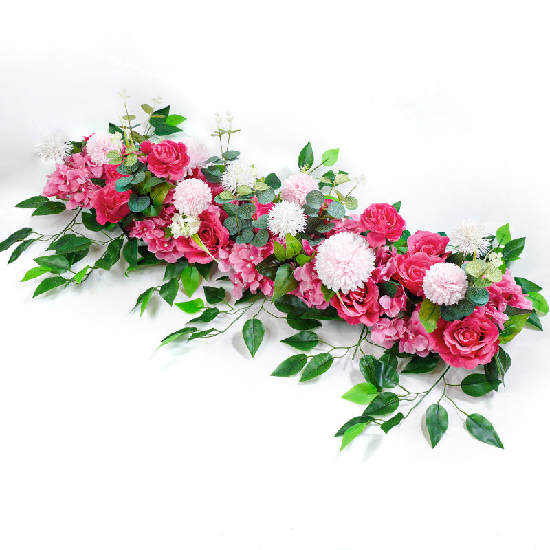100cm Luxury White Rose Artificial Flower Row Wedding Table Centerpiece