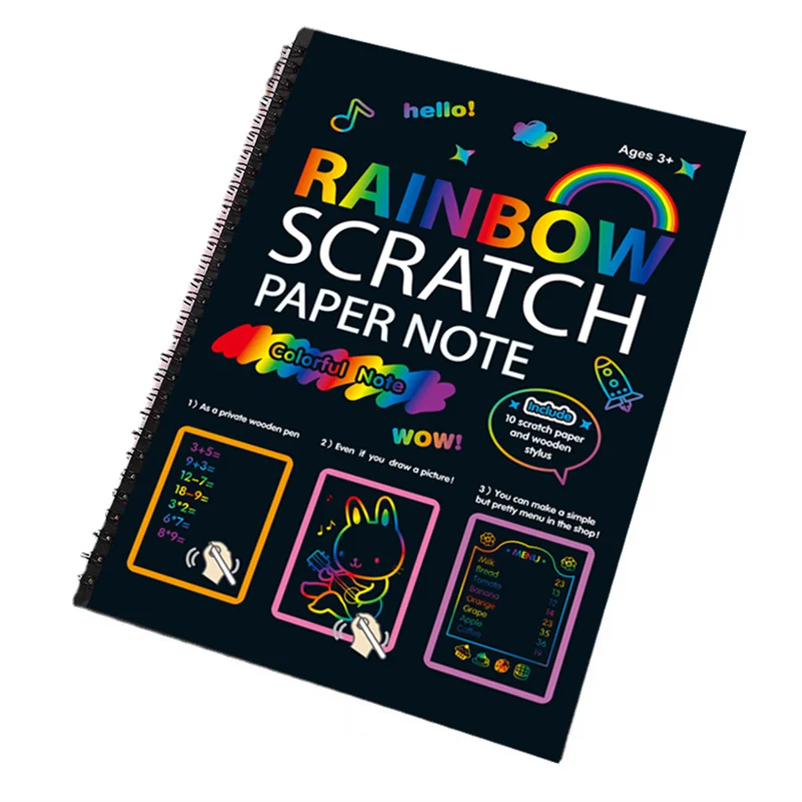 12 sheets/set of rainbow scratch-off books, art and craft