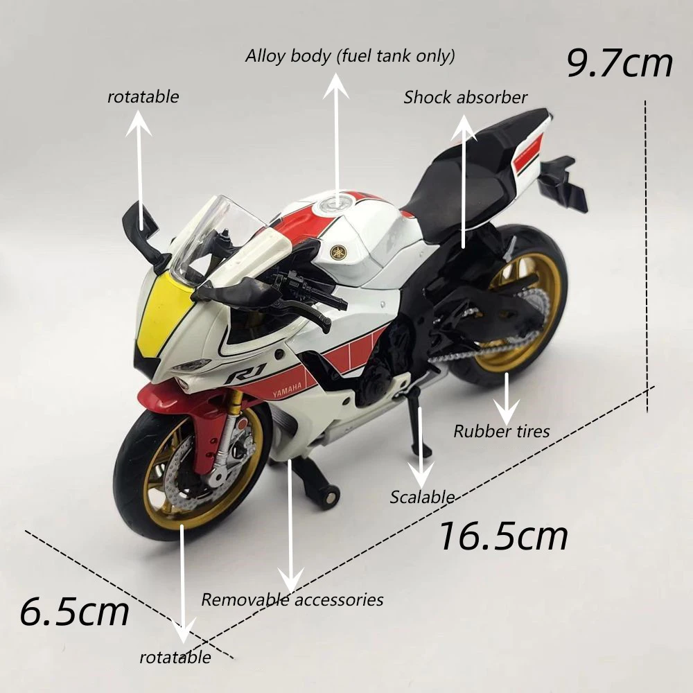 1/12 Scale Yamaha YZF-R1M Motorcycle Model Toy