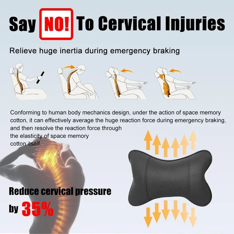 2pcs Car Seat Headrest Universal PU Leather