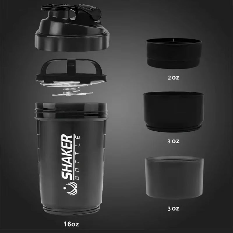 Shaker Bottle With Power Container 2 Tiers
