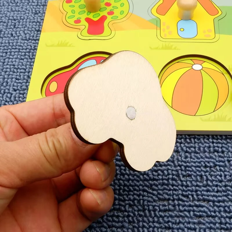 Kids Montessori 3D Wooden Puzzle Hands Grab Child Puzzle
