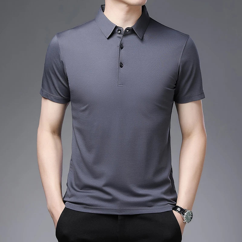 2024 Men's New Solid Color Business Casual POLO Shirt Summer