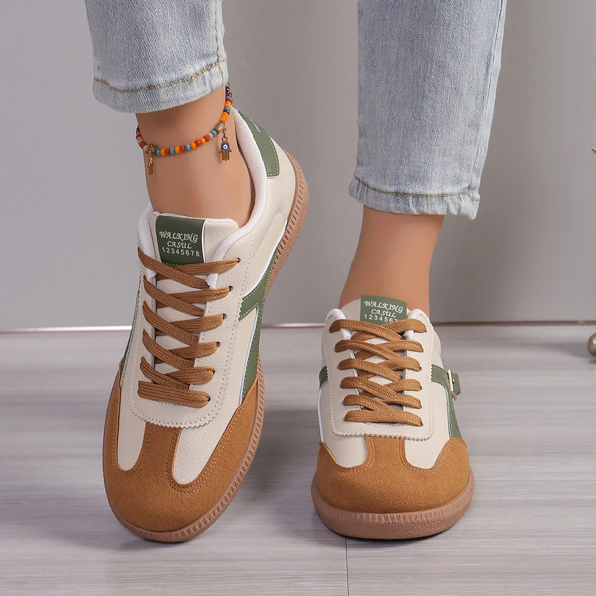 New Ladies Green Sneakers Soft-soled Comfortable