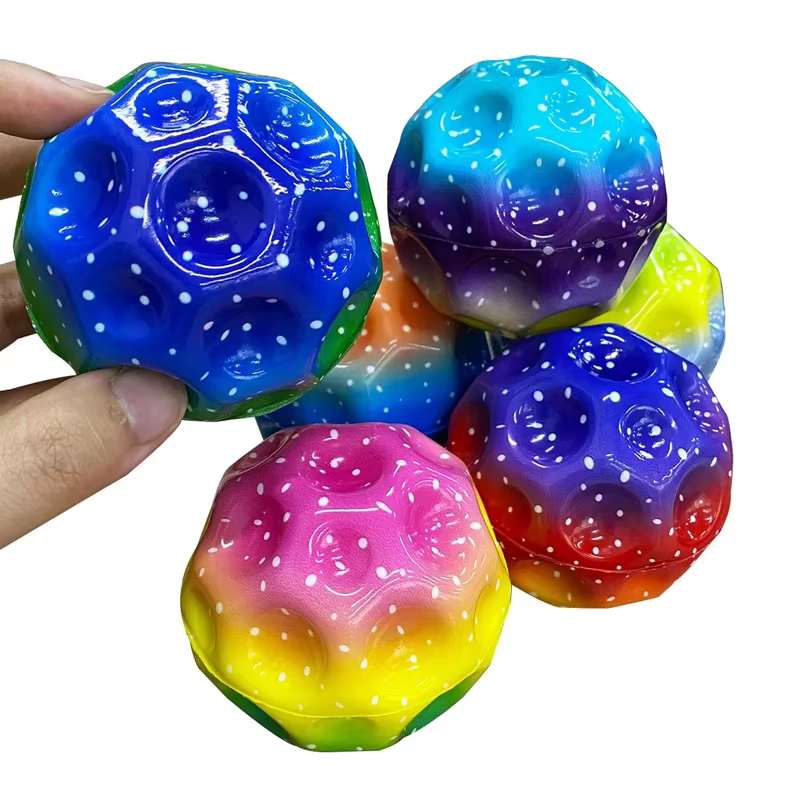 2Pcs Colorful Perforated Soft Anti-Gravity Rubber Bouncy Ball