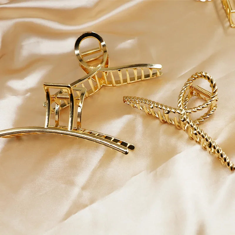 Fashion Simple Gold Hair Claw Clip Butterfly