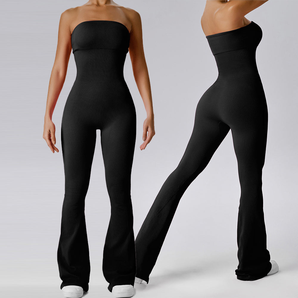 Women's strapless yoga suit seamless wide leg jumpsuit