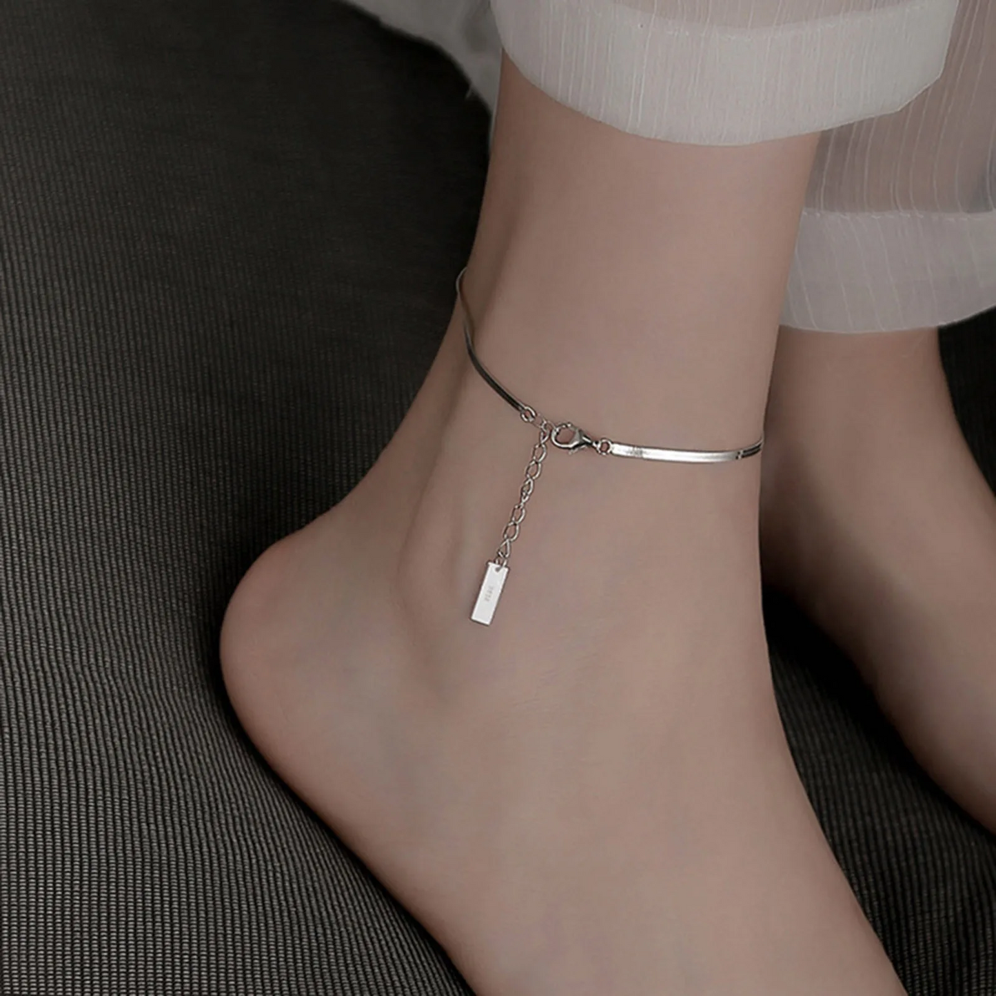 Simple Anklet Silver Color Pendant