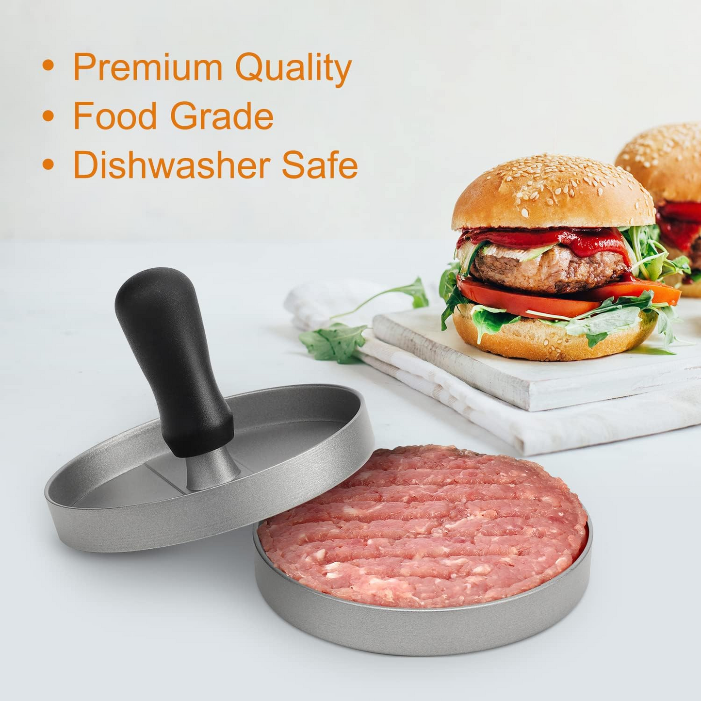 Burger Press Non-Stick Hamburger Patty Maker with Wax Paper