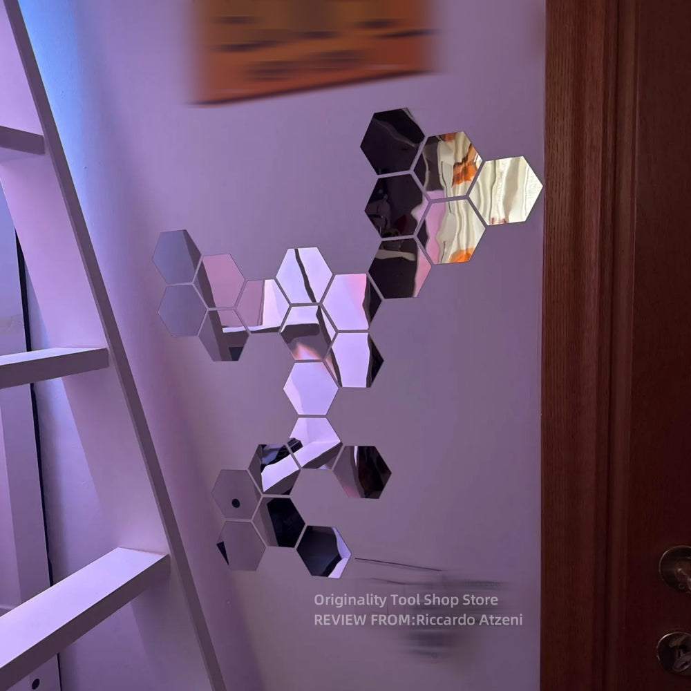 Mirror Sticker Acrylic Wall Sticker Hex Self-Adhesive Mosaic Tiles