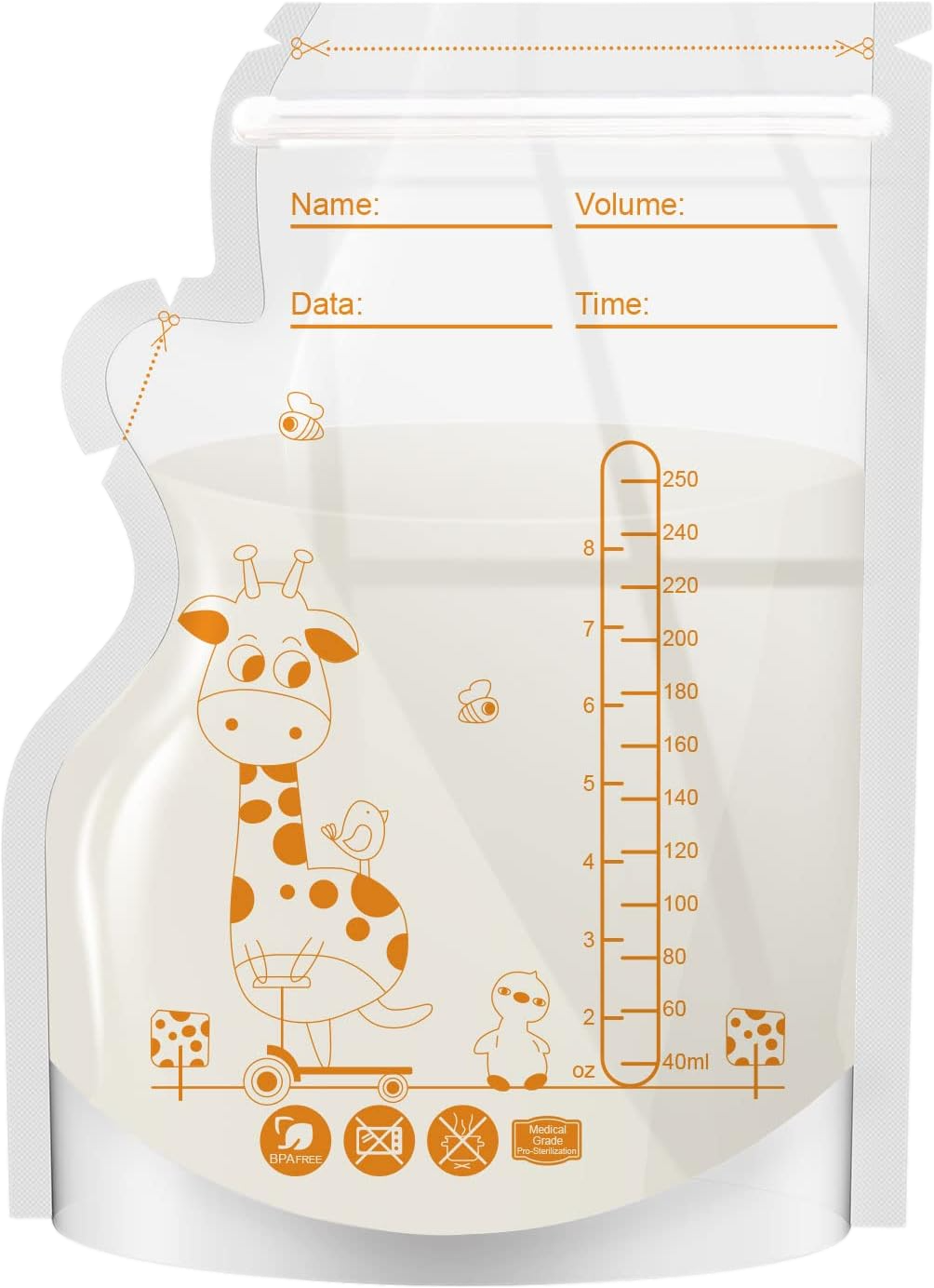 100  Pack Disposable Breastmilk Storage Bags 250ml