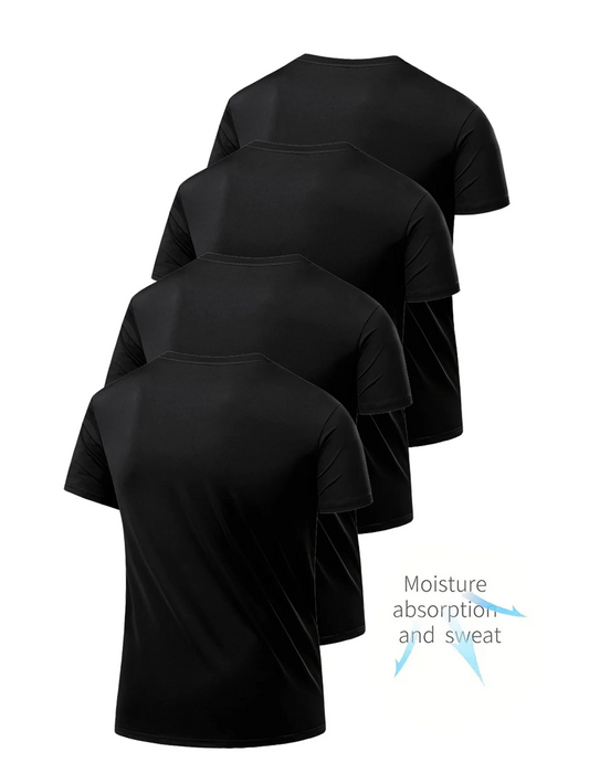 Round Neck T-Shirt 4-Pack Black Ultra-Light Men