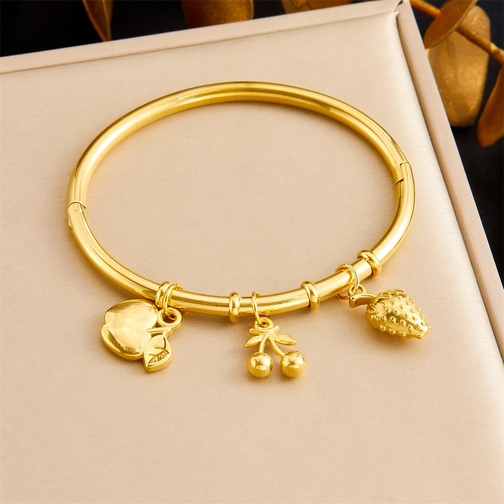 Stainless Steel Dolphin Shell Conch Pendant Bamboo Bangle For Women