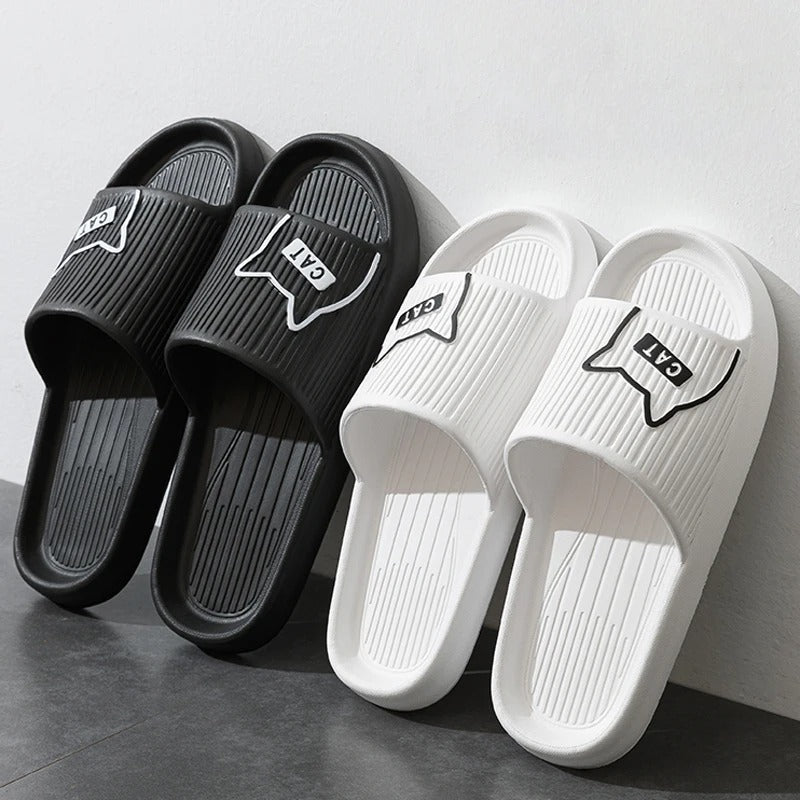 Summer Cartoon Cat Couple Home Shoes Non-slip Flat Slides