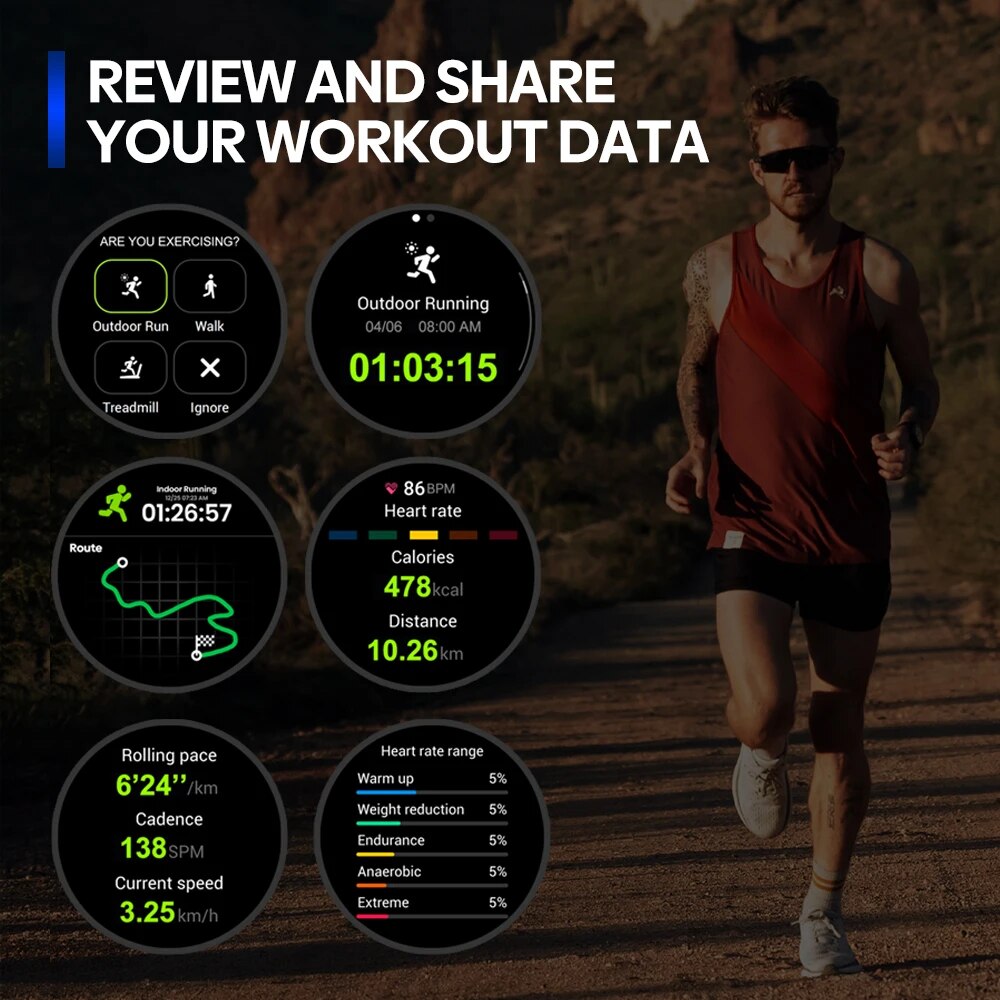 Smart Watch 1.43” HD AMOLED Display Built-in GPS Bluetooth