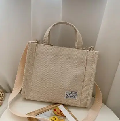 Women Handbag Simple Corduroy Portable Large Capacity HandBag