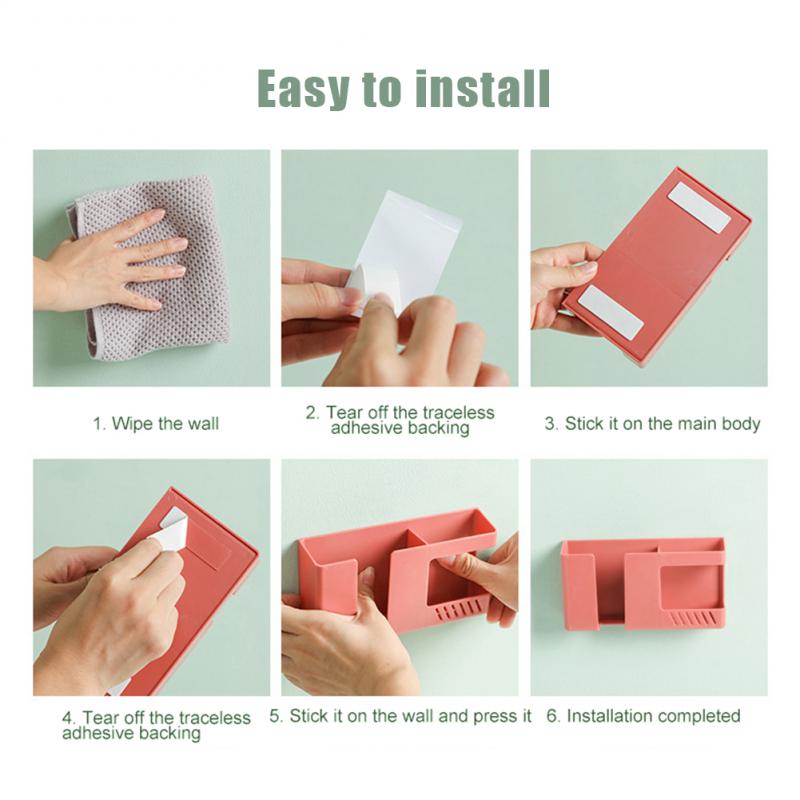 2 In 1 Wall-mounted Mobile Phone Remote Control Storage Box