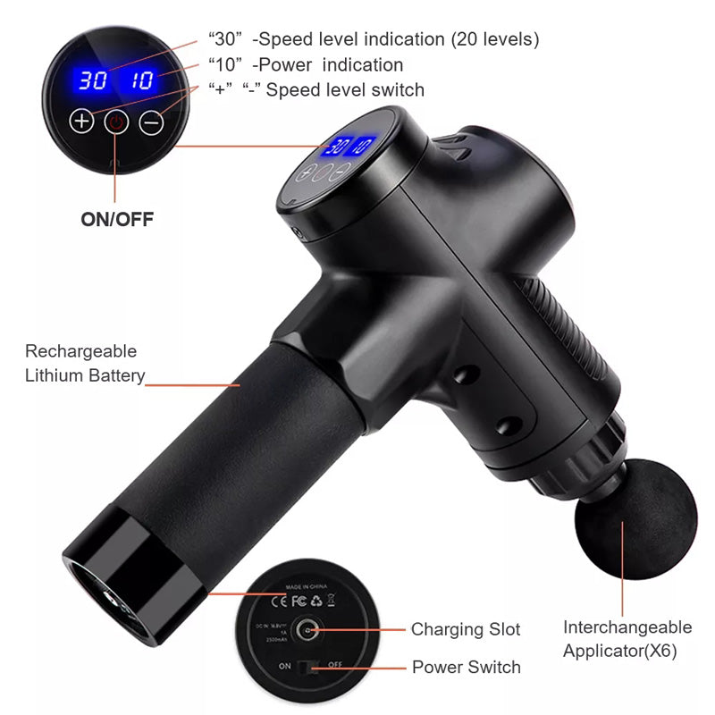 Fascial Massage Gun Electric Percussion Pistol Massager Body Neck
