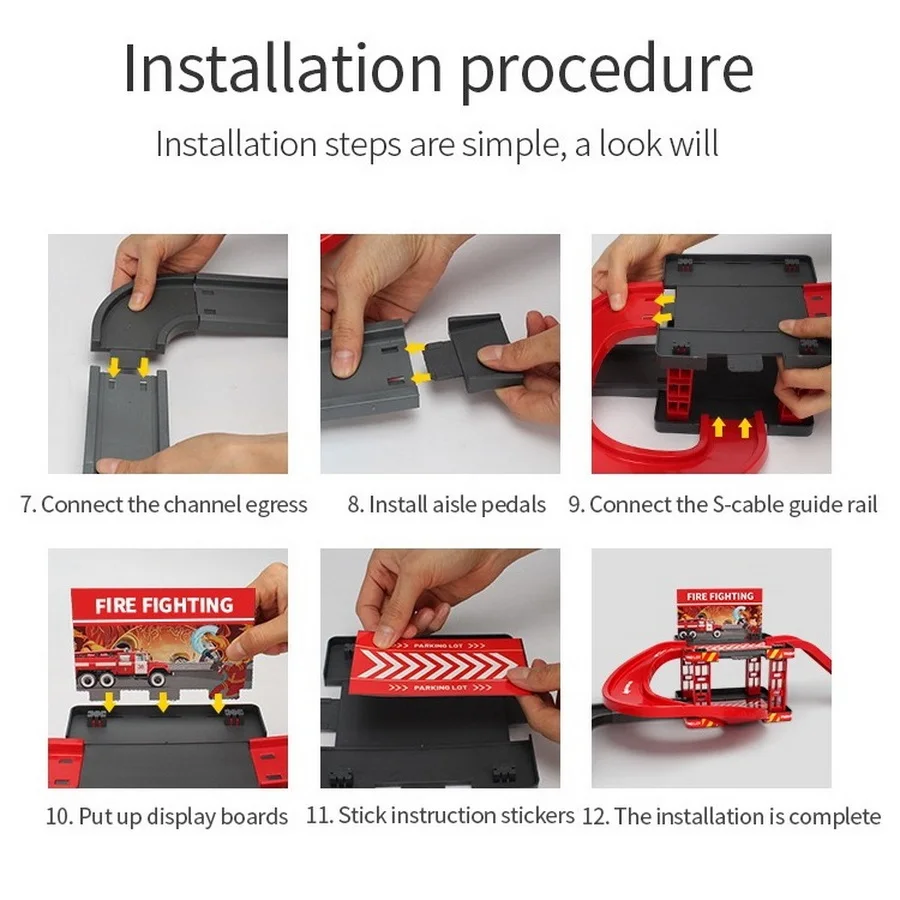 Track Parking Lot Toys Car Fire Truck