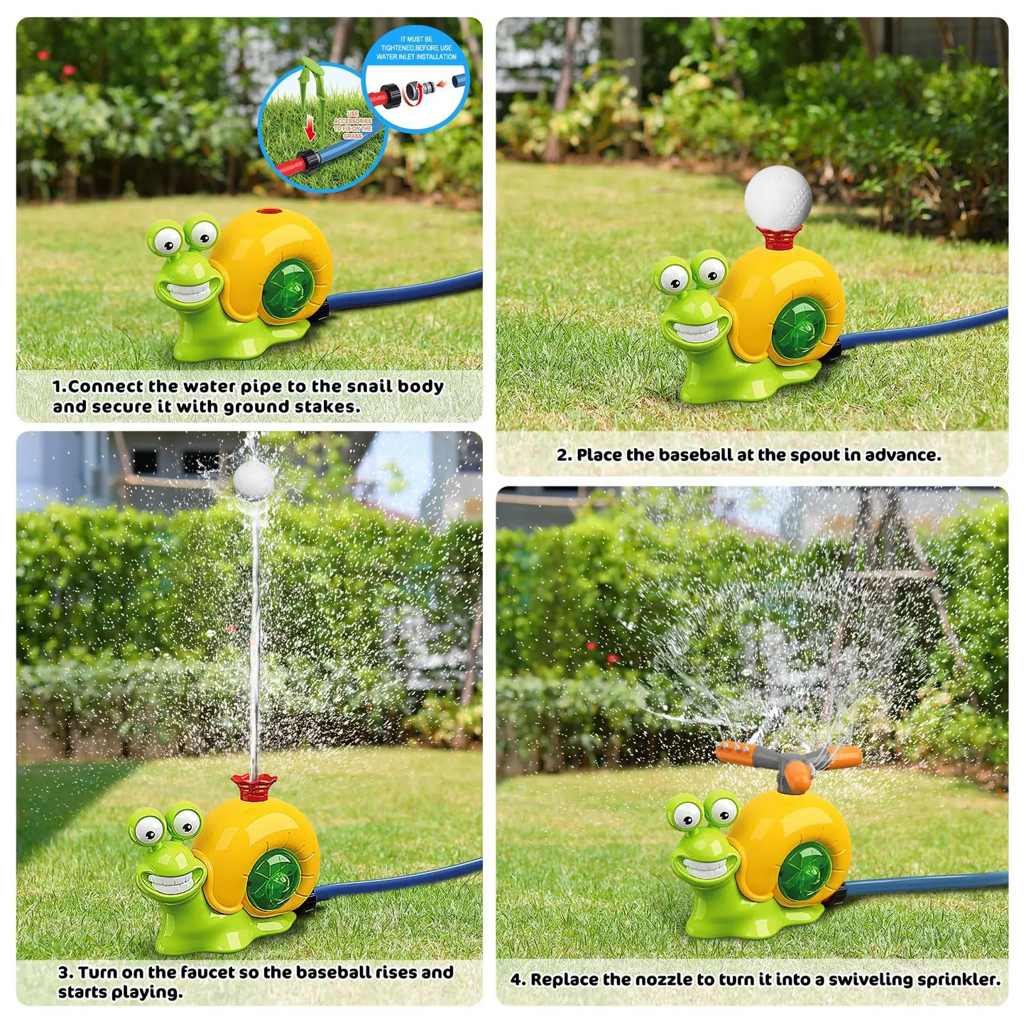 Summer Outdoor Sprinkler Snail with Baseball