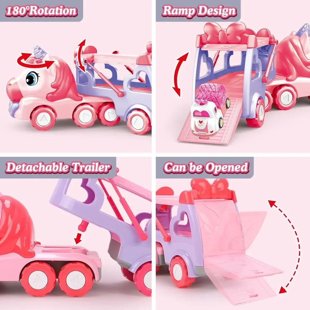 5 in 1 Unicorn Carrier Truck Car Toys for Girls Unicorn Toddler Toys Car Set