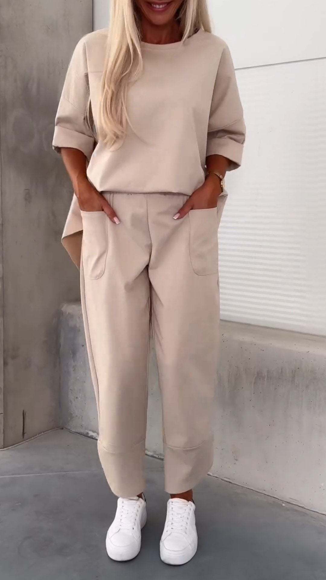 Autumn and winter new women's pure color suit set