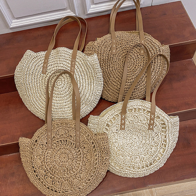 Summer Round Straw Women Woven Shoulder Bag