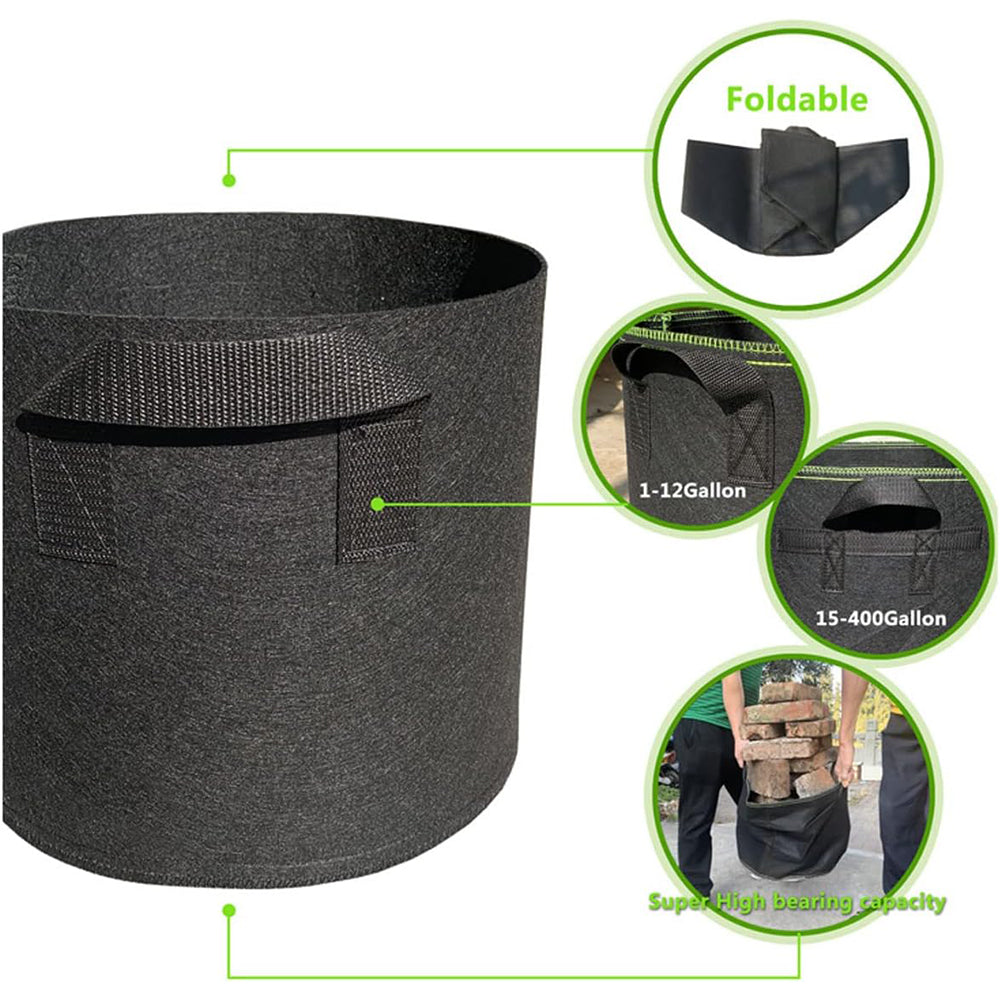 5-Pack Grow Bags/Aeration Fabric Pots with Handles