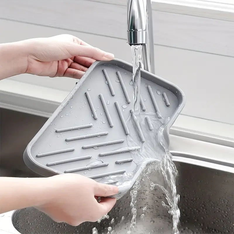 Sink Silicone Tray With Drain Soap Sponge Storage Holder