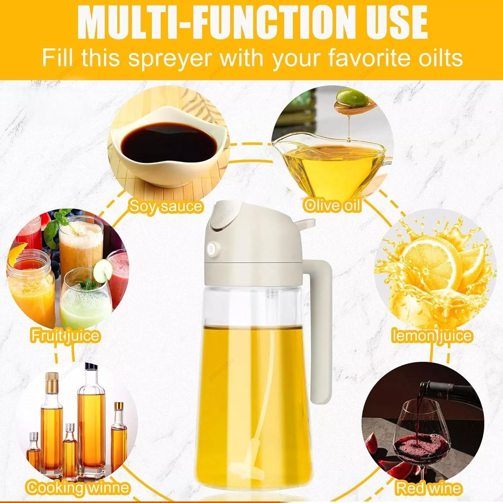 1-4Pc 2-in-1 Sprayer Pourer Oil Empty Bottle Plastic Oil Container Dispenser Vaporizer Kitchen