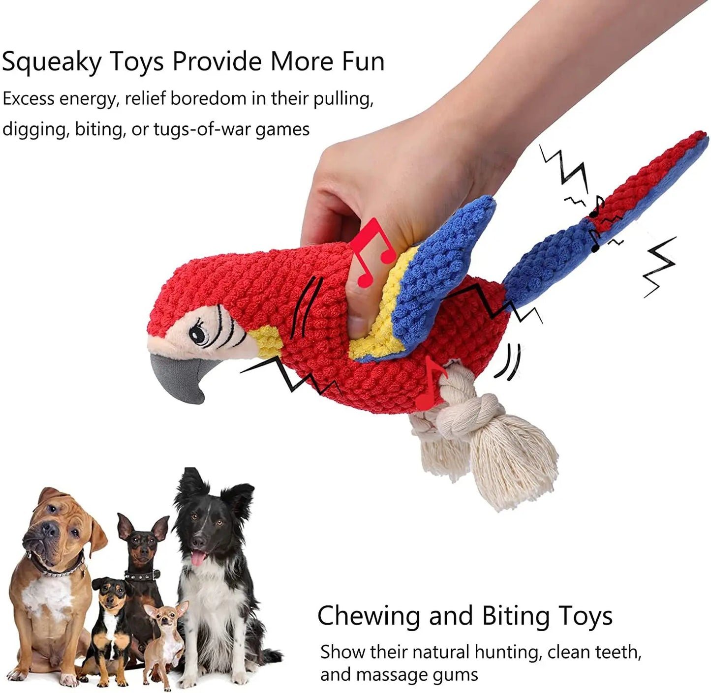 Indestructible Plush Parrot Dog Toy