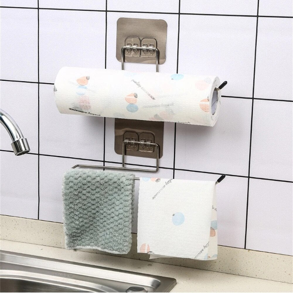 2PCS Kitchen Paper Towel Holder Adhesive Toilet Paper Rack