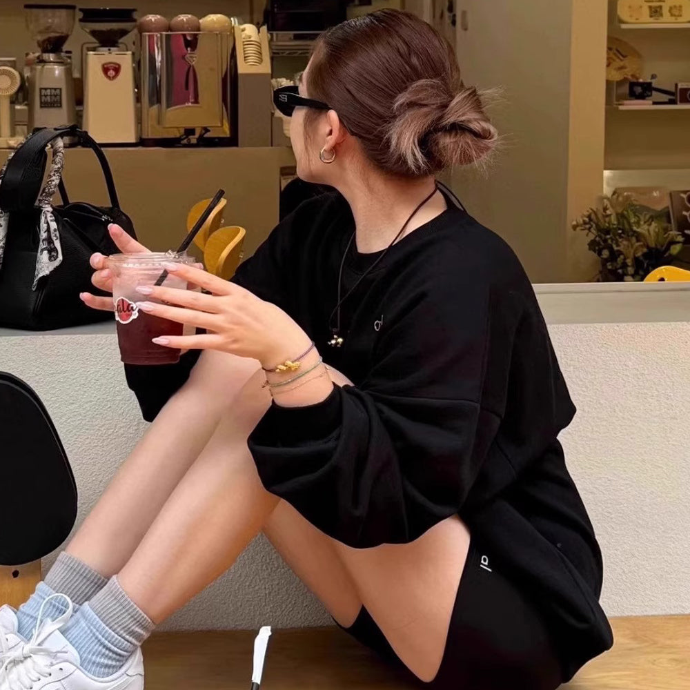 Yoga Top Accolade Crew Neck Pullover Comfortable Simplicity Solid Color