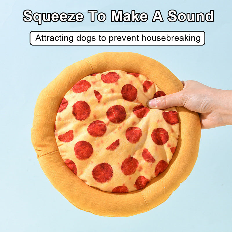 Plush Dog Toy Doughnut Pizza Shape Pet Squeaky Toys