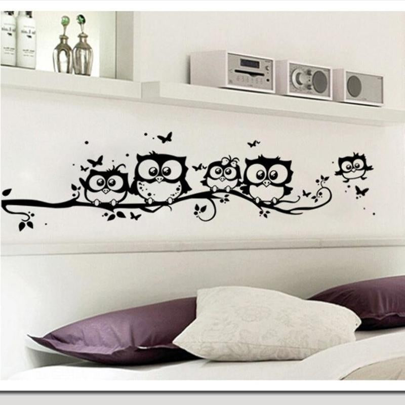 Owls Wall Sticker Tree Animals Bedroom Owl Butterfly Wall
