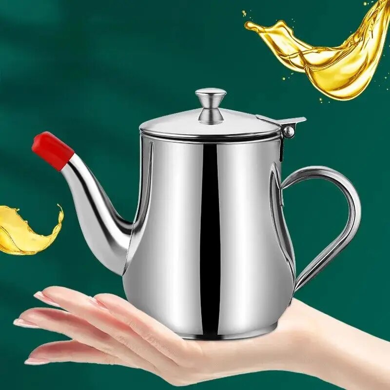 1Pc Household Stainless Steel Oil Pot with Filter