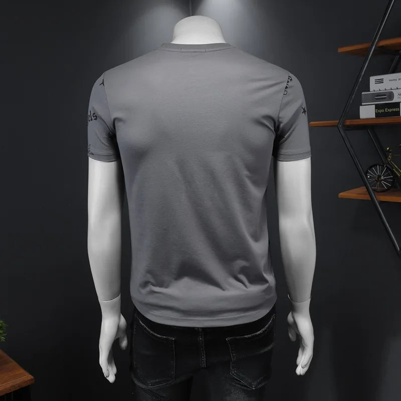 2024 Summer New Men's Short Sleeve Korean Style Slim Fit