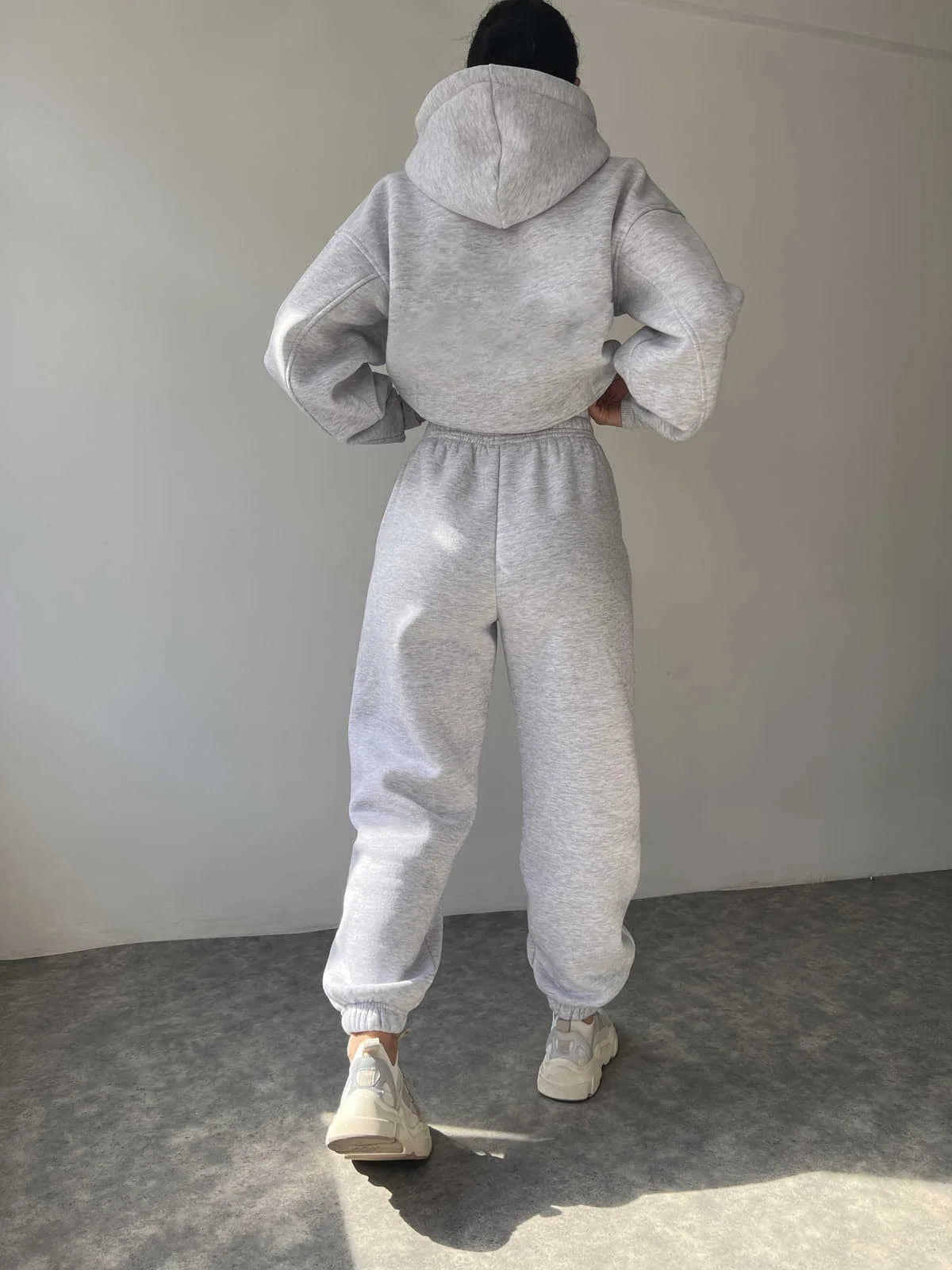 Fashionable Casual Hoodie And Sporty Pants Women's Set