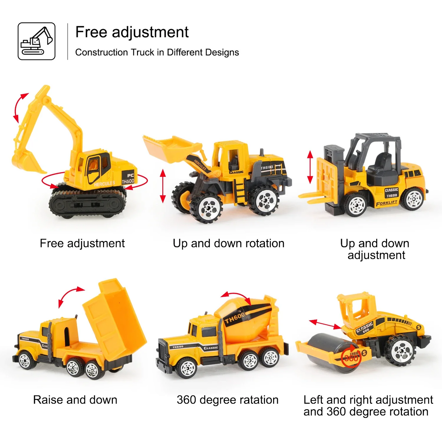 6pcs/set Kid Mini Alloy Toys Car Classic Construction Model