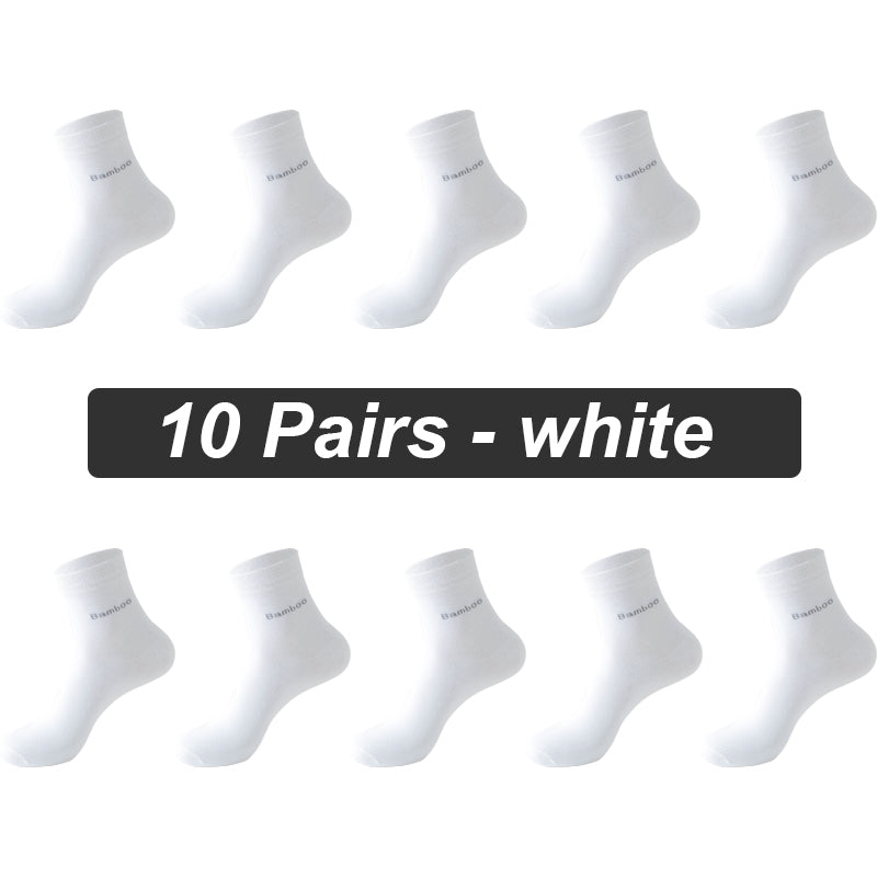 10Pairs Bamboo Fiber Socks Men Casual Business
