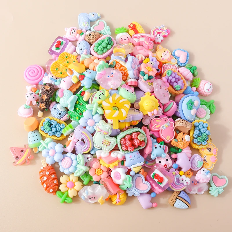 10pcs Mixed Resin Food Flower Animal Nail Art