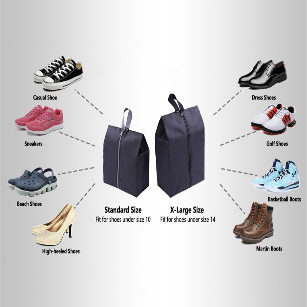 Portable Nylon Travel Shoe Bags with Zipper Closure for Women