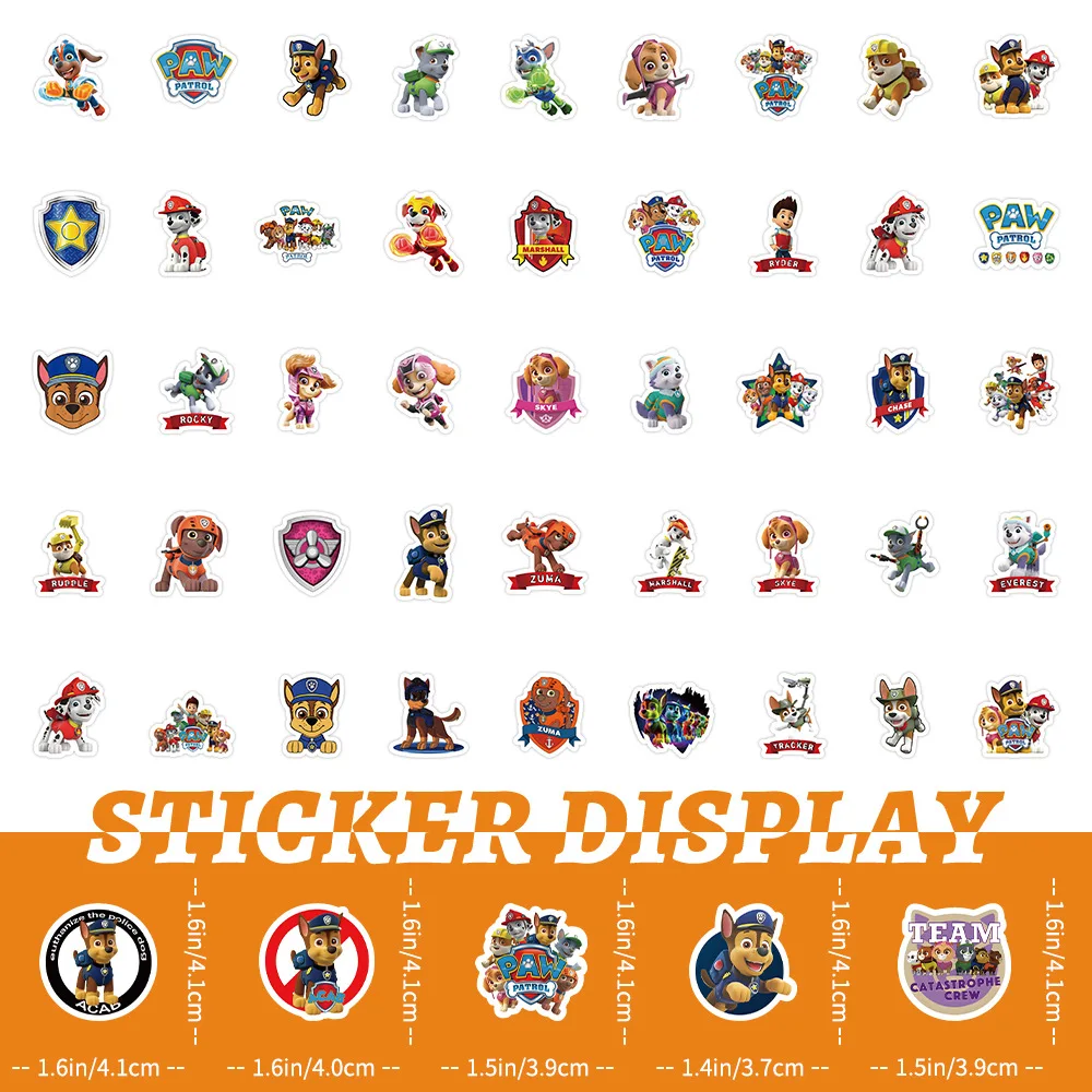 50PCS Cute Cute PAW Patrol Anime Stickers
