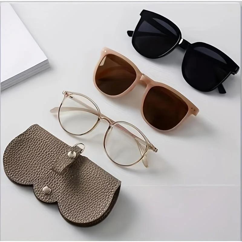 Litchi Embossed Glasses Cover Cute Hanging PU Leather