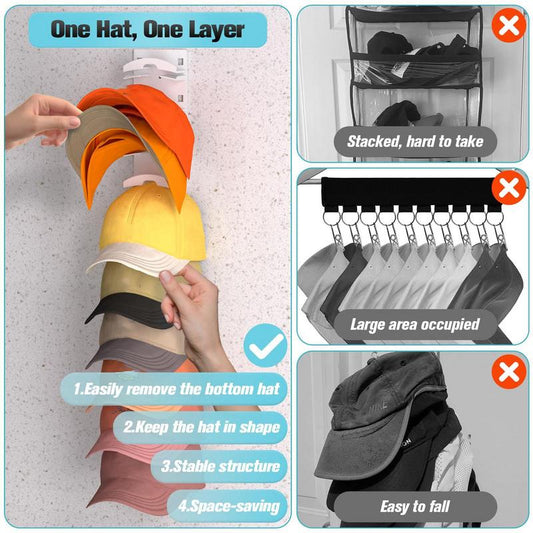 10Grids Wall Mounted Cap Rack Hat Holder Baseball Cap Towel Rack Holder